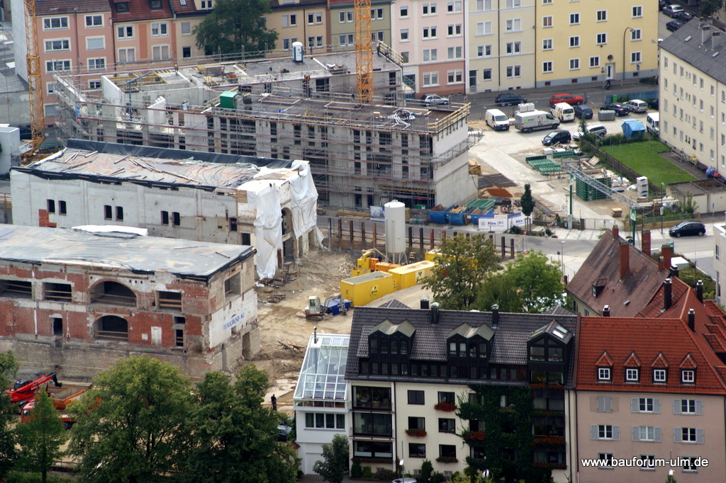 Neu Ulm Jahnufer Wohnen am Jahnufer  Alte Produktionsgelände der Firma Lebkuchen Weiss und die Flussmeisterei August 2013