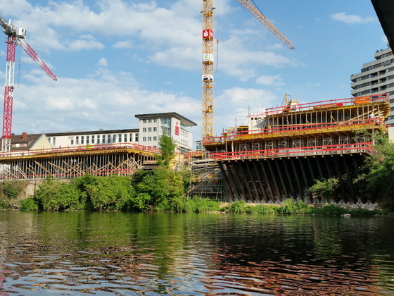 Neu Ulm Brückenhaus Sparkasse mit Inselbebauung Juni 2014 (2)