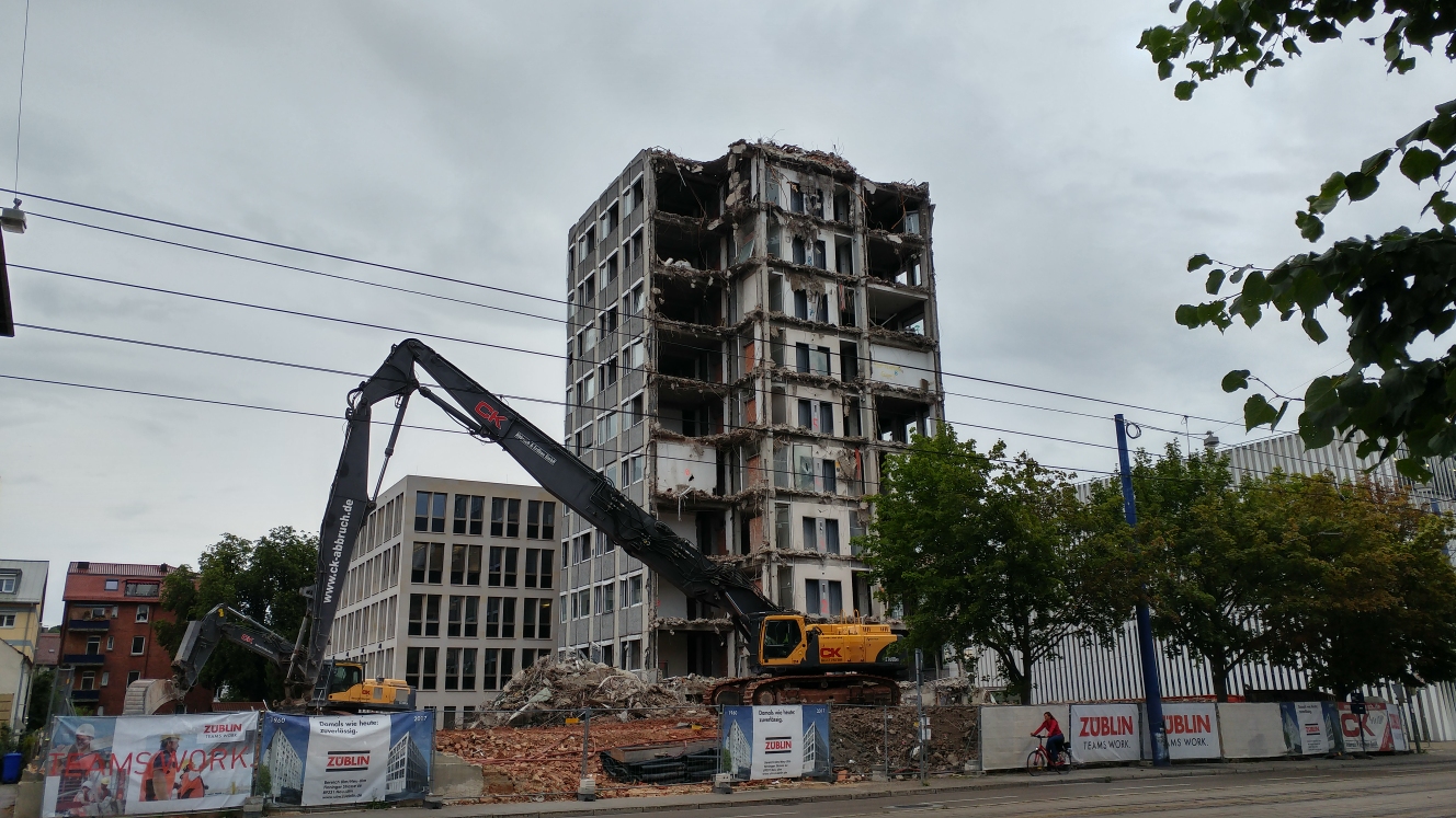 Ulm Abriss Justizhochhaus Olgastrasse Juli 2017
