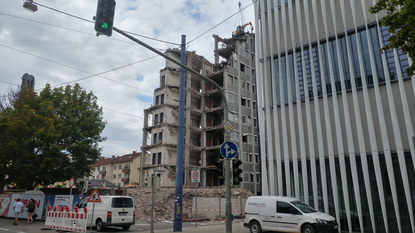 Ulm Abriss Justizhochhaus Olgastrasse August 2017