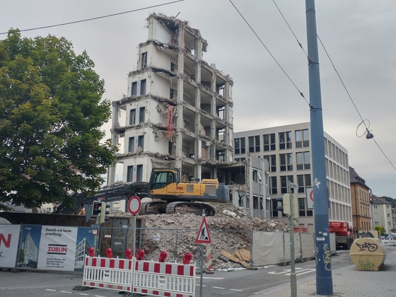 Ulm Abriss Justizhochhaus Olgastrasse August 2017