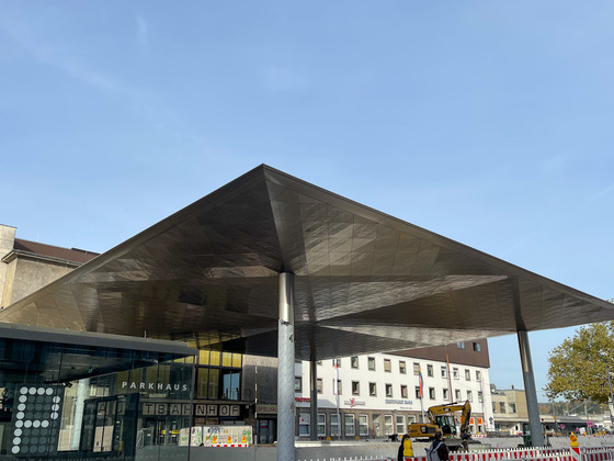 Ulm Neubau Bahnhofsdach Oktober 2022